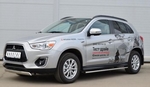 Пороги труба D75xD42 овал с проступью RUSSTAL для Mitsubishi ASX