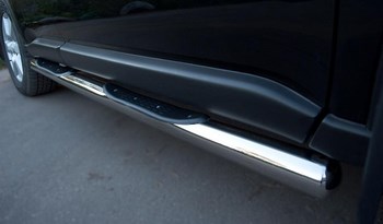 Пороги труба D76 c накладками (вариант 3) RUSSTAL для Nissan X-Trail - ОбвесКарРу VIN: NXT-0000973. 
