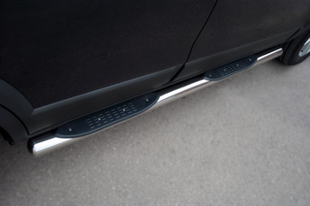Пороги труба D76 с накладками (вариант 3) RUSSTAL для Volkswagen Amarok - ОбвесКарРу VIN: VAT-0007963. 