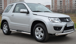Пороги труба D76 с накладками (вариант 3) RUSSTAL для Suzuki Grand Vitara 3D