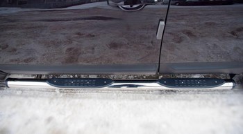 Пороги труба D76 с накладками (вариант 2) RUSSTAL для Nissan Qashqai - ОбвесКарРу VIN: NQT-0000842. 