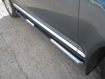 Пороги труба D76 с накладками (вариант 1) RUSSTAL для Volkswagen Touareg - ОбвесКарРу VIN: VTT-0007021. 