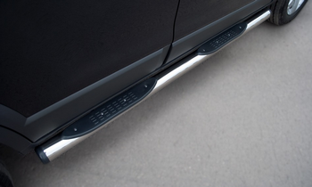 Пороги труба D76 с накладками (вариант 2) RUSSTAL для Subaru Tribeca EURO - ОбвесКарРу VIN: STT-0009482. 