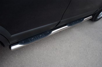 Пороги труба D76 с накладками (вариант 3) RUSSTAL для Mitsubishi Pajero Sport - ОбвесКарРу VIN: PST-0009253. 