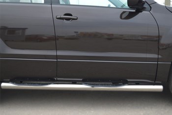 Пороги труба D76 с накладками (вариант 3) RUSSTAL для Nissan Qashqai +2 - ОбвесКарРу VIN: QNT-0017723. 