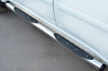 Пороги труба D76 с накладкой (вариант 2) RUSSTAL для Mitsubishi Pajero Sport - ОбвесКарРу VIN: MPST-0015792. 