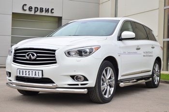 Пороги труба D76 с накладкой (вариант 1) RUSSTAL для Infiniti JX35 - ОбвесКарРу VIN: JXT-0014621. 