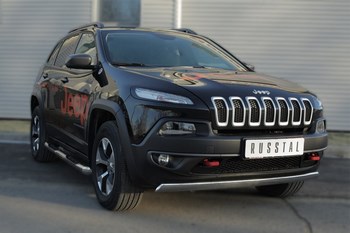 Пороги труба D76 с накладкой (вариант 1) RUSSTAL для Jeep Trailhawk - ОбвесКарРу VIN: JCT-0019971. 