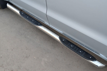 Пороги труба с накладкой Russtal для Volkswagen Amarok - ОбвесКарРу VIN: VAKT-0015631. 
