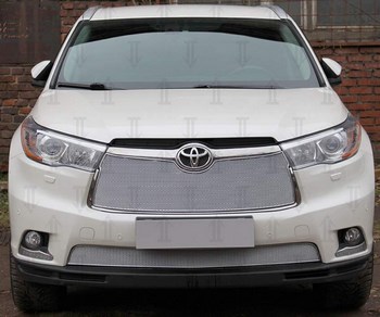 Решетка радиатора ProtectGrille Premium верхняя для Toyota Highlander (2013-2016 Хром - ОбвесКарРу VIN: TOYHIG14.PREMIUM.top.chro. 