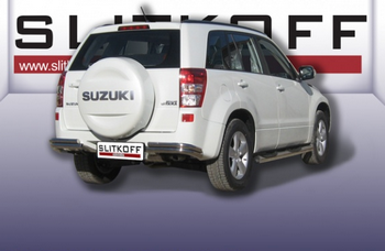 Уголки d57-d42 двойные SLITKOFF для Suzuki Grand Vitara 5D - ОбвесКарРу VIN: SGV12008. 