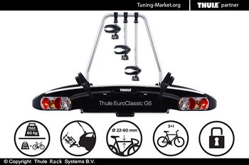 Велобагажник с замком Thule EuroClassic G6 929 на фаркоп (на 3-4 велосипеда) - ОбвесКарРу VIN: 929. 