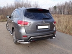 Задняя защита бампера для Nissan Pathfinder (уголки двойные d76,1/42,4 мм)