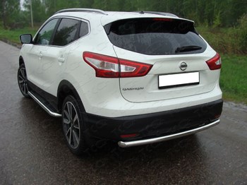 Задняя защита бампера для Nissan Qashqai (центральная d60,3 мм) - ОбвесКарРу VIN: NISQASH14-12. 