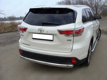 Задняя защита бампера для Toyota Highlander (овальная d75*42 мм) - ОбвесКарРу VIN: TOYHIGHL14-14. 