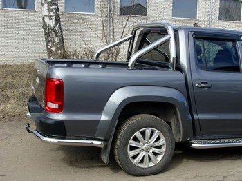 Задняя защита бампера для Volkswagen Amarok (уголки d76,1 мм) - ОбвесКарРу VIN: VWAMAR10-04. 