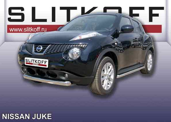 Защита переднего бампера d57 короткая SLITKOFF для Nissan Juke 2WD - ОбвесКарРу VIN: NJ2WD-002. 