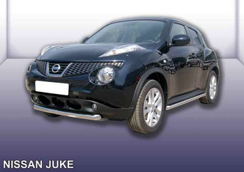 Защита переднего бампера d57 короткая SLITKOFF для Nissan Juke 4WD - ОбвесКарРу VIN: NJ4WD-002. 