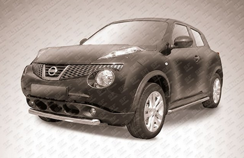 Защита переднего бампера d57 короткая SLITKOFF для Nissan Juke 2WD - ОбвесКарРу VIN: NJ2WD-002. 