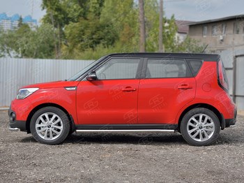 Защита порогов Russtal для Kia Soul - ОбвесКарРу VIN: KSOT-0027532. 