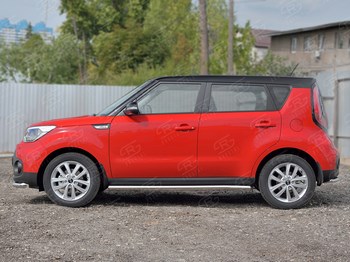 Защита порогов Russtal для Kia Soul - ОбвесКарРу VIN: KSOT-0027533. 