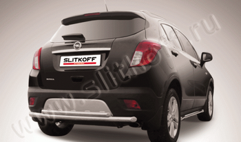 Защита заднего бампера d57-d42 двойная радиусная SLITKOFF для Opel Mokka - ОбвесКарРу VIN: OPMOK13-010. 