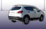 Защита заднего бампера d57-d57 двойная SLITKOFF для Nissan Qashqai +2