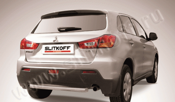 Защита заднего бампера d57 короткая SLITKOFF для Mitsubishi ASX - ОбвесКарРу VIN: MAS012. 