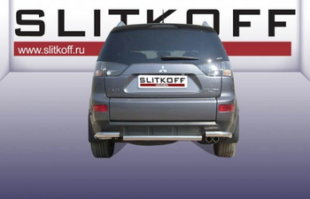 Защита заднего бампера d57 SLITKOFF для Mitsubishi Outlander XL - ОбвесКарРу VIN: MXL011. 