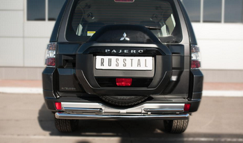 Защита заднего бампера D63 (дуга) D42х2 (дуга) RUSSTAL для Mitsubishi Pajero 4 - ОбвесКарРу VIN: MPZ-002049. 