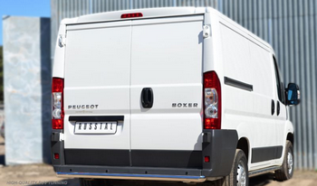 Защита заднего бампера D63 (прямая) RUSSTAL для Peugeot Boxer L1H1 - ОбвесКарРу VIN: PBZ-001657. 