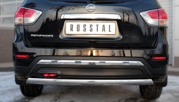 Защита заднего бампера D75хD42 (дуга) RUSSTAL для Nissan Pathfinder - ОбвесКарРу VIN: NPZ-002026. 