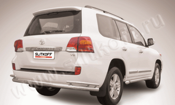 Защита заднего бампера d76-d42 двойная SLITKOFF для Toyota Land Cruiser 200 - ОбвесКарРу VIN: TLC2-12-018. 