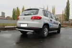 Защита заднего бампера d76 радиусная SLITKOFF для Volkswagen Tiguan