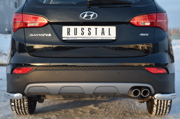 Защита заднего бампера уголки D63 RUSSTAL для Hyundai Santa Fe - ОбвесКарРу VIN: HSFZ-001228. 