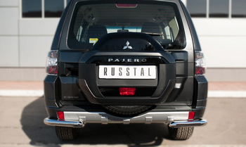 Защита заднего бампера уголки D63(секции) RUSSTAL для Mitsubishi Pajero 4 - ОбвесКарРу VIN: MPZ-002051. 