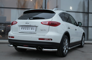 Защита заднего бампера уголки D63(секции) RUSSTAL для Infiniti QX50 - ОбвесКарРу VIN: IQXZ-001970. 