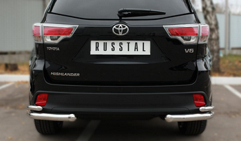 Защита заднего бампера уголки D63(секции) D42 (секции) RUSSTAL для Toyota Highlander - ОбвесКарРу VIN: THRZ-001928. 