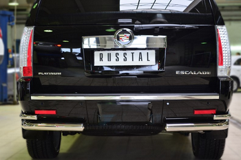 Защита заднего бампера уголки D76(секции) D42 (секции) RUSSTAL для Cadillac Escalade - ОбвесКарРу VIN: KEZ-001691. 