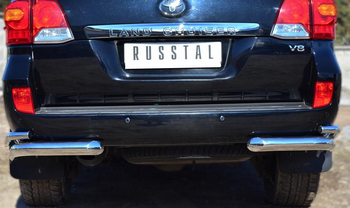 Защита заднего бампера уголки D76(секции) D42 (секции) RUSSTAL для Toyota Land Cruiser 200 - ОбвесКарРу VIN: TLCZ-001647. 