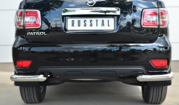 Защита заднего бампера уголки D76(секции) RUSSTAL для Nissan Patrol - ОбвесКарРу VIN: PATZ-001738. 