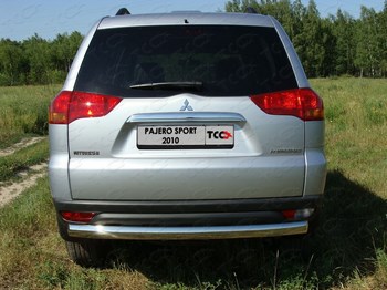Защита задняя (центральная) 75x42 мм для Mitsubishi Pajero Sport - ОбвесКарРу VIN: MITPASPOR10-03. 