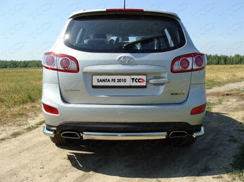 Защита задняя центральная овальная (d=75х42 мм) для Hyundai Santa Fe - ОбвесКарРу VIN: HYUNSF11-08. 