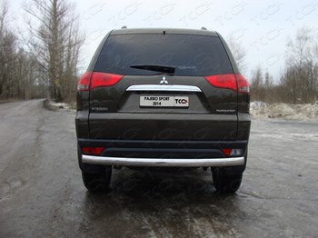 Защита задняя центральная овальная (d=75х42 мм) для Mitsubishi Pajero Sport - ОбвесКарРу VIN: MITPASPOR14-08. 
