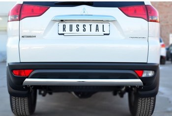 Защита задняя (ОВАЛ) D 75х42 для Mitsubishi Pajero Sport - ОбвесКарРу VIN: 6655 / MITPAJSP-14.05. 