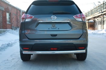 Защита задняя ОВАЛ D 75x42 для Nissan X-Trail - ОбвесКарРу VIN: 6866 / XTRT32-15.10. 