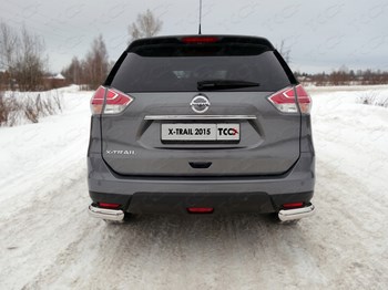 Защита задняя уголки овальные (d=75х42 мм) для Nissan X-Trail - ОбвесКарРу VIN: NISXTR15-19. 