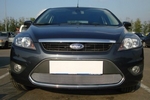 Защитная сетка радиатора ProtectGrille для Ford Focus II рестайлинг (2008-2012 Хром)