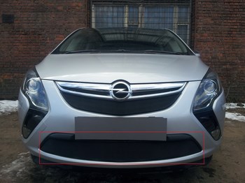 Защитная сетка радиатора ProtectGrille для Opel Zafira Tourer (2012-2015 Черная) - ОбвесКарРу VIN: OZAF.bot.black. 