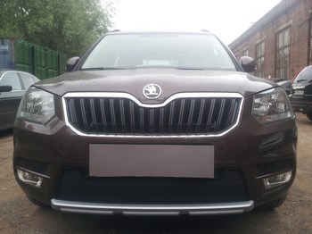 Защитная сетка радиатора ProtectGrille для Skoda Yeti City с парктроником (2014-2015 Черная) - ОбвесКарРу VIN: SKYTCIT.black.park. 